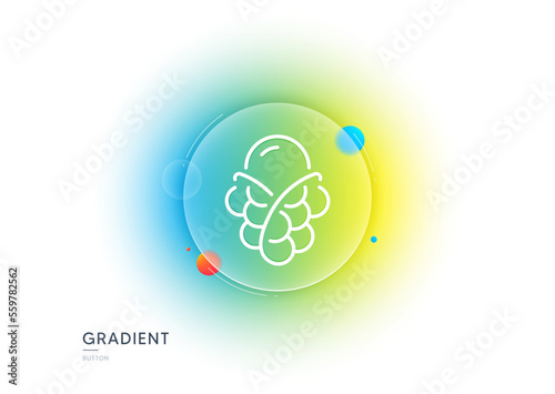 Ice cream bubble waffle line icon. Gradient blur button with glassmorphism. Vanilla sundae cone sign. Frozen summer dessert symbol. Transparent glass design. Ice cream line icon. Vector