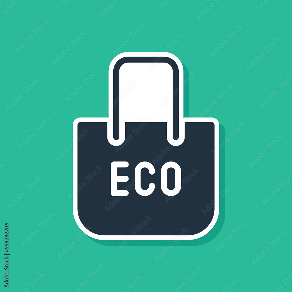 Blue Paper shopping bag with recycle icon isolated on green background. Bag with recycling symbol. Vector Blue Paper shopping bag with recycle icon isolated on green background. Bag with recycling symbol. Vector