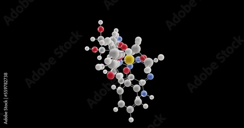 Remdesivir molecule, rotating 3D model of antiviral medication under a microscope, looped video with alpha channel photo