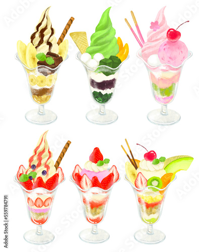 パフェのイラストセット