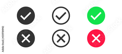 Free Download Yes, no icon on white background. Green chek mark and red cross sign. True of false concept. OK symbol. Outline, flat, and colored style. Vector illustration.
 - GFXLoad