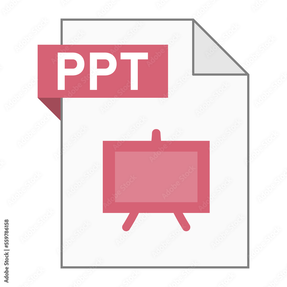 Modern flat design of PPT file icon for web