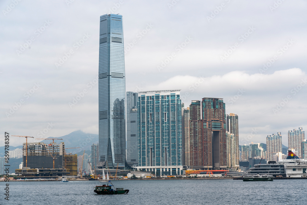International Commerce Centre ICC and the Kowloon skyline in Hong Kong.