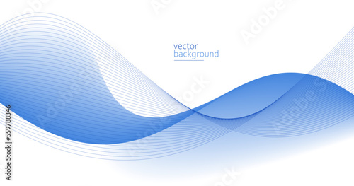 Flowing blue curve shape with soft gradient vector abstract background, relaxing and tranquil art, can illustrate health medical or sound of music. © Sylverarts