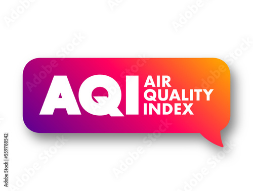 AQI - Air Quality Index is used by government agencies to communicate to the public how polluted the air, acronym text message bubble