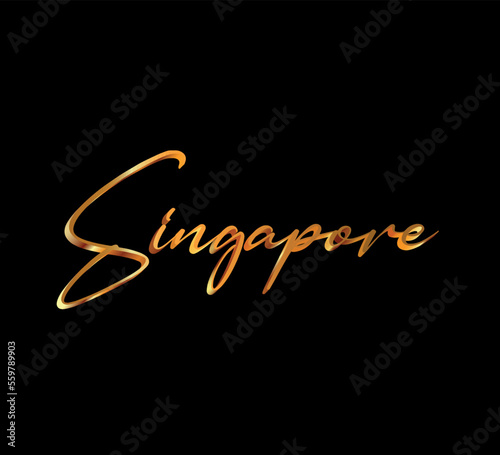 decorative 3d gold singapore text on black background