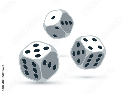 Dice vector 3d objects isolated illustration  gambling games design  board games  realistic cubes fortune luck.