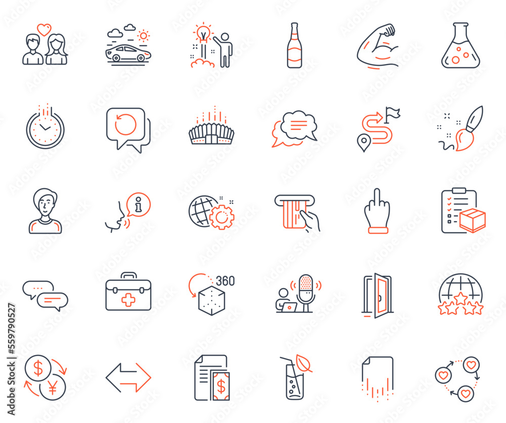Business icons set. Included icon as Couple love, Car travel and Credit card web elements. Recovery file, Recovery data, Rating stars icons. Sync, Currency exchange, First aid web signs. Vector