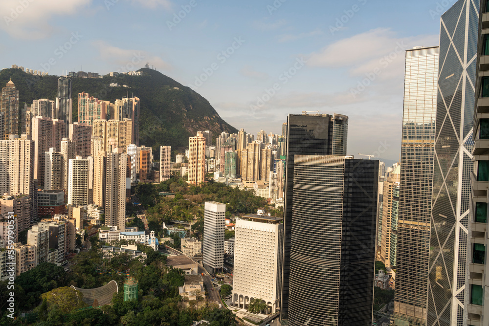 Skyscrapers of Victoria Peak on Hong Kong Island