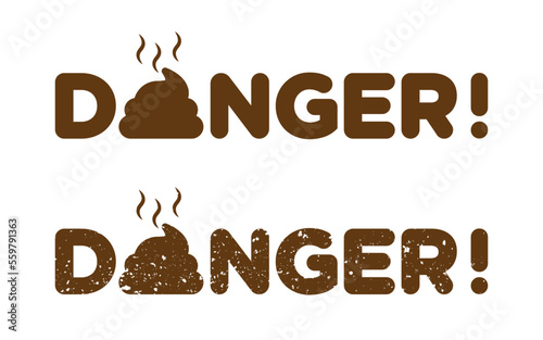 Danger poo icon. Flat vector illustration.