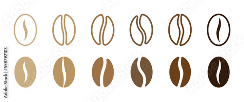 Fotografia Coffee bean icon collection. Coffee bean isolated sign. EPS 10