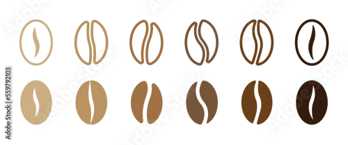 Fototapeta Coffee bean icon collection. Coffee bean isolated sign. EPS 10