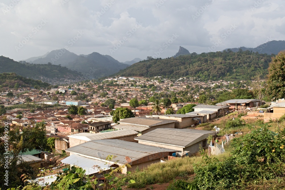 View of Man city and Dent de Man mountain. Ivory Coast. Africa.