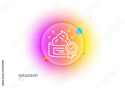 Cream line icon. Gradient blur button with glassmorphism. Certificated Skin or Face care sign. Gel or Lotion symbol. Transparent glass design. Cream line icon. Vector