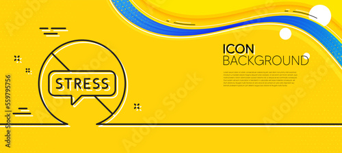 Stop stress line icon. Abstract yellow background. Anxiety depression sign. Mental health symbol. Minimal stop stress line icon. Wave banner concept. Vector