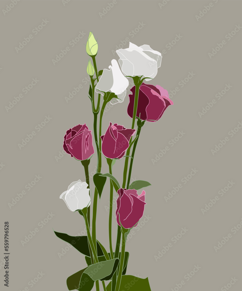 Fototapeta premium Bouquet of white and purple roses