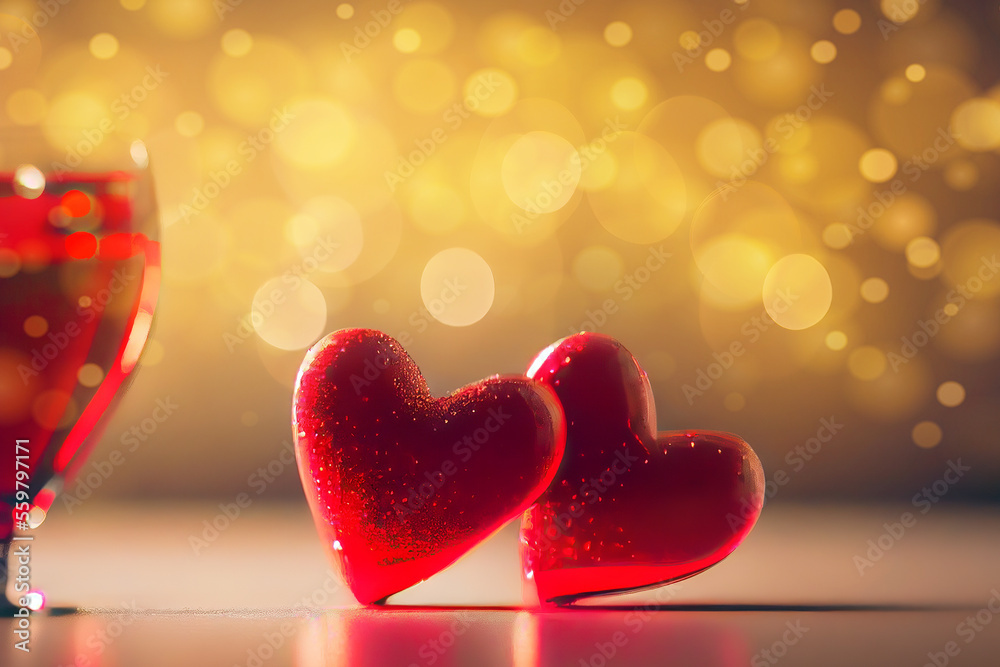 Obraz premium Valentine Hearts on Abstract Background made with Generative AI