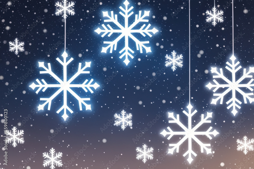 Christmas snowflakes lights with falling snow Christmas snowflakes lights with falling snow