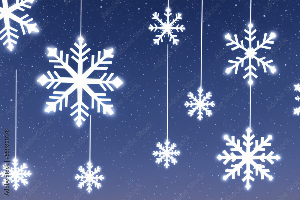 Christmas snowflakes lights with falling snow Christmas snowflakes lights with falling snow