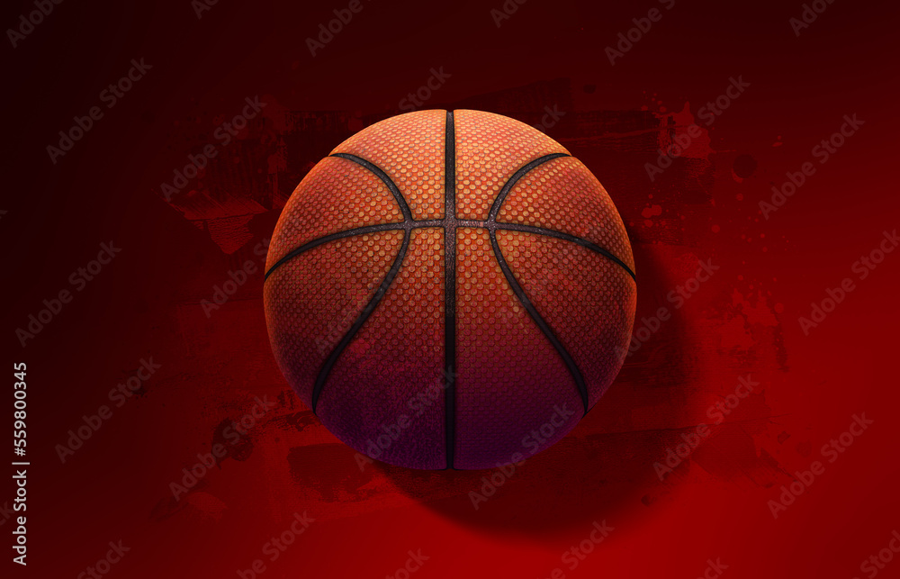 Obraz premium basketball illustration against the abstract red background 