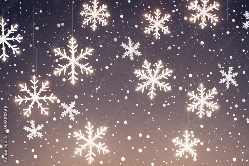 Christmas snowflakes lights with falling snow Christmas snowflakes lights with falling snow