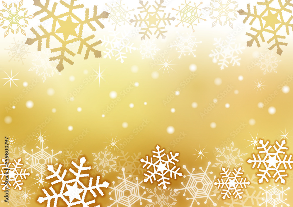 Fototapeta premium キラキラした雪の結晶 ゴールド