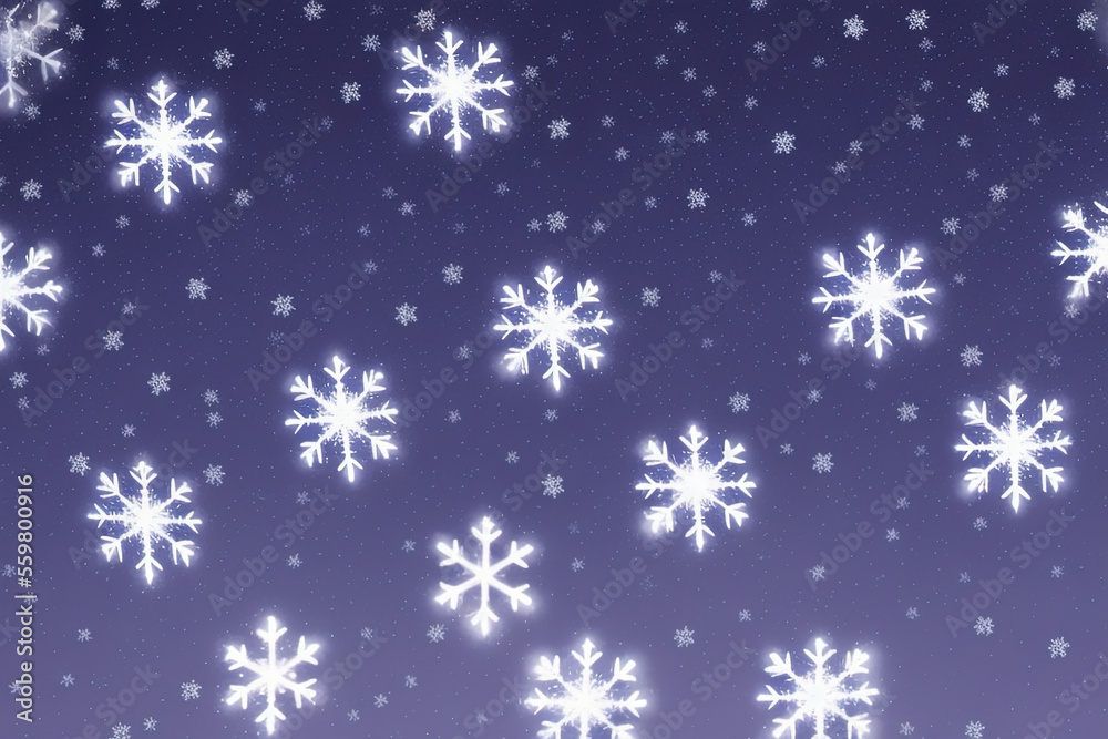 Christmas snowflakes lights with falling snow