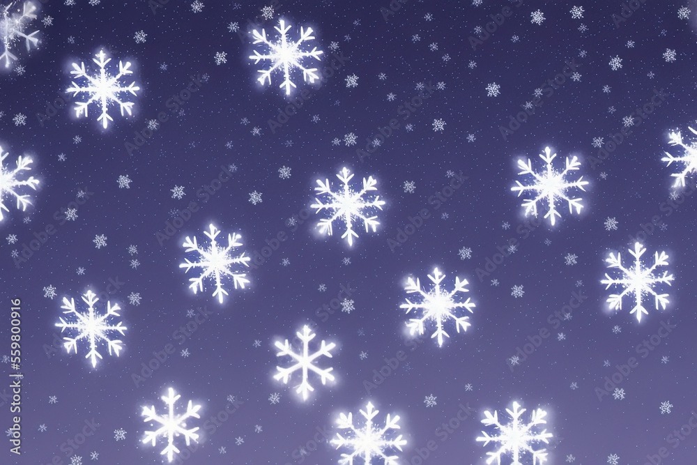Christmas snowflakes lights with falling snow Christmas snowflakes lights with falling snow