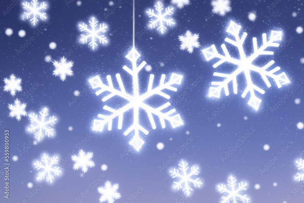 Christmas snowflakes lights with falling snow Christmas snowflakes lights with falling snow