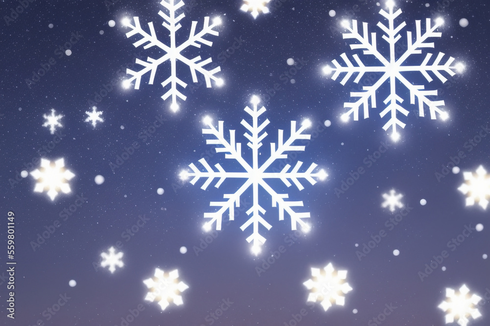 Christmas snowflakes lights with falling snow Christmas snowflakes lights with falling snow