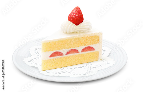 Schilderij op canvas いちごのショートケーキのイラスト リアル