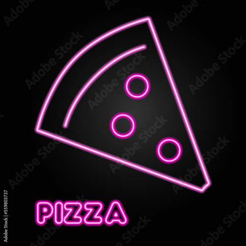 pizza neon sign, modern glowing banner design, colorful modern design trends on black background. Vector illustration.