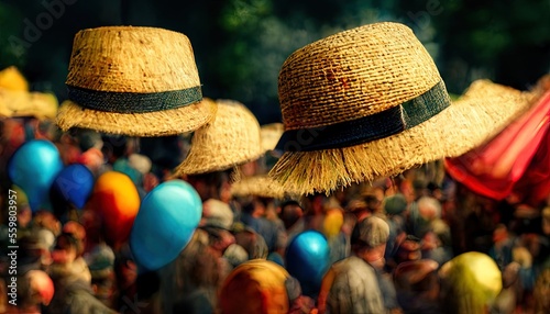 illustration straw hat festival party made with generative ai