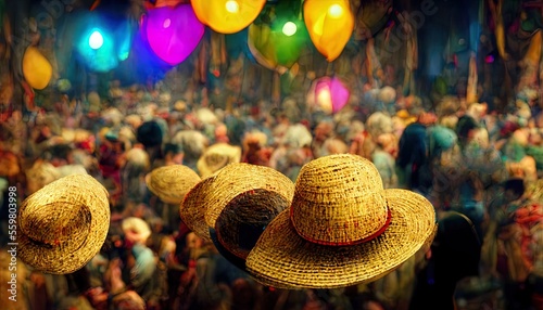 illustration straw hat festival party made with generative ai