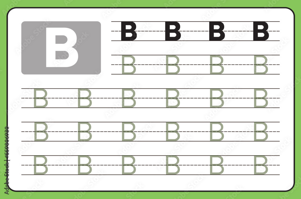 Alphabet Letter B. Worksheet Writing A-Z Vocabulary illustration vector. Alphabet Letter B. Worksheet Writing A-Z Vocabulary illustration vector.