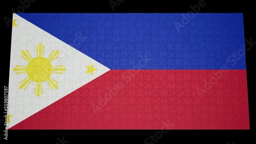 Six different clips to collect puzzle pieces in which the flag of Philippines appears Isolated by Alpha channel (transparent background) to enhance any animation movie or Cinematic clips or film proje