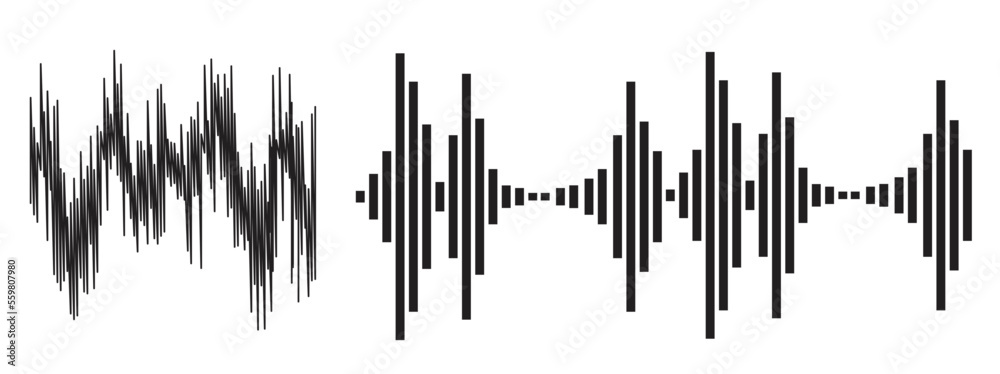 Music wave sound flat vector icon. Audio technology, music pulse. Music wave sound flat vector icon. Audio technology, music pulse.