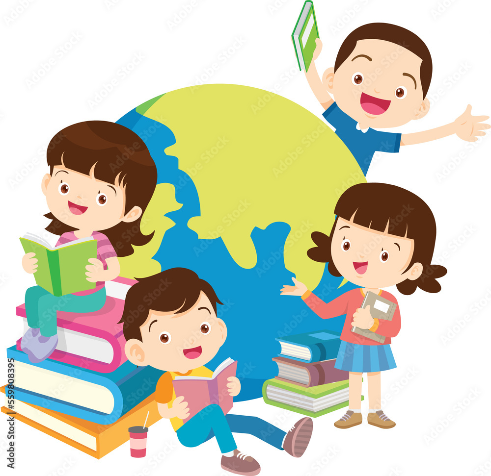 back to school with kids reading book education happy children concept back to school with kids reading book education happy children concept