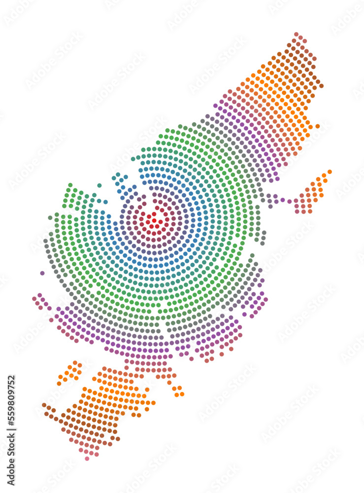 Obraz premium Lewis and Harris dotted map. Digital style shape of Lewis and Harris. Tech icon of the island with gradiented dots. Appealing vector illustration.
