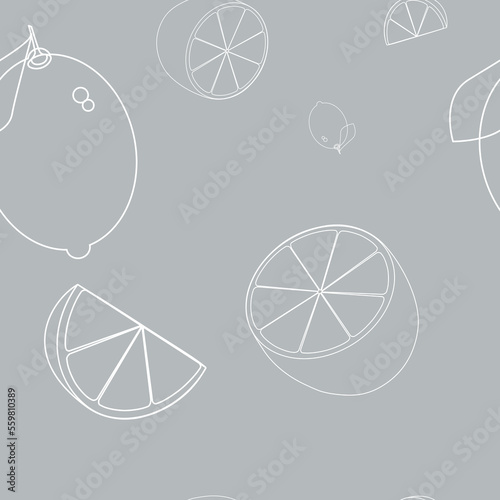 Lemon pattern from whole fruits and pieces.