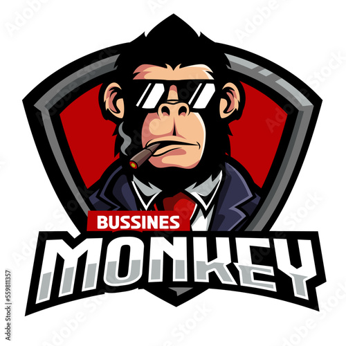 Monkey mascot logo vector. Animal vector illustration. Geek monkey logo
