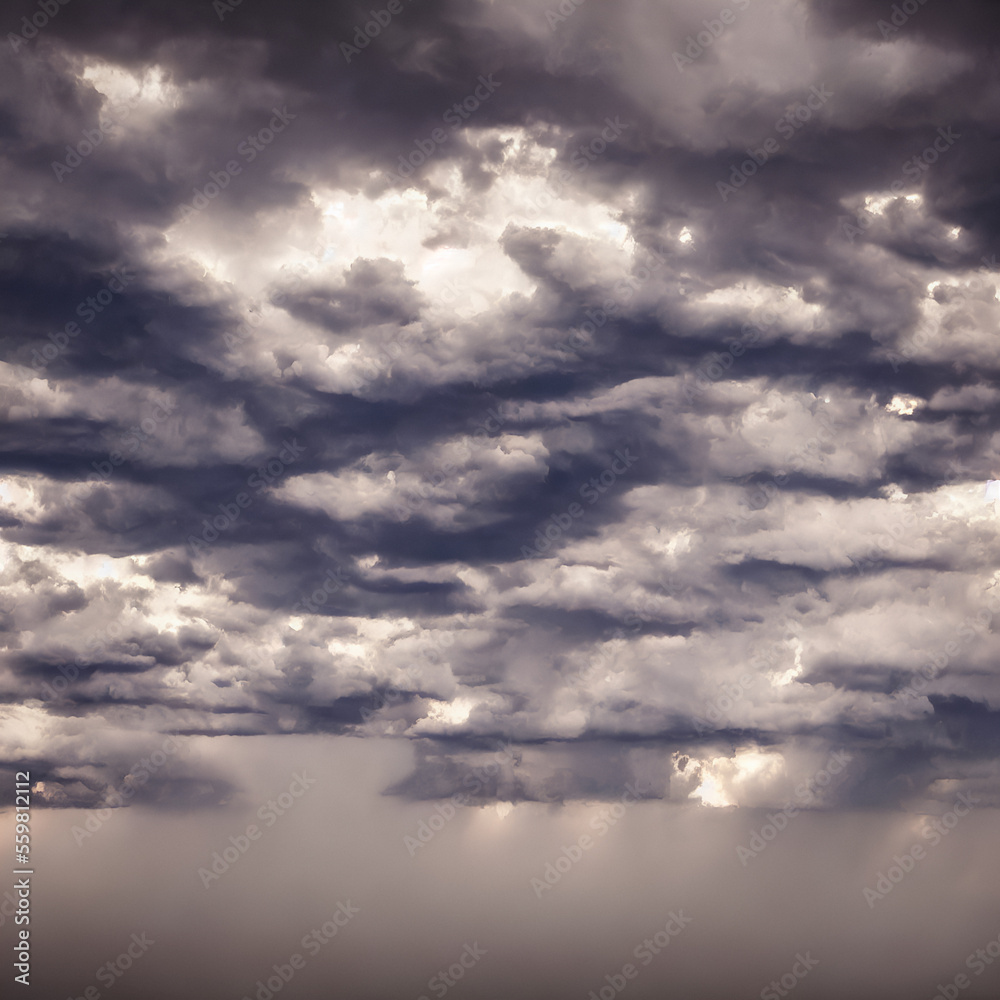majestic stormy and windy clouds in the sky created with using Generative AI Technology