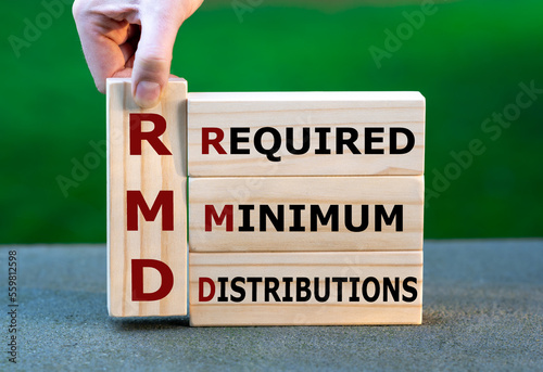 Blocks form the expression Required Minimum Distributions (RMD). photo