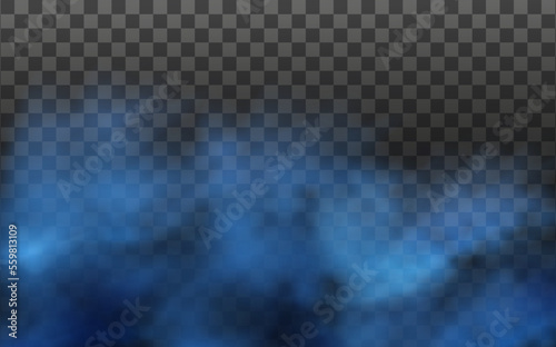 Blue vector cloudiness ,fog or smoke on dark checkered background.Cloudy sky or smog over the city.Vector illustration.