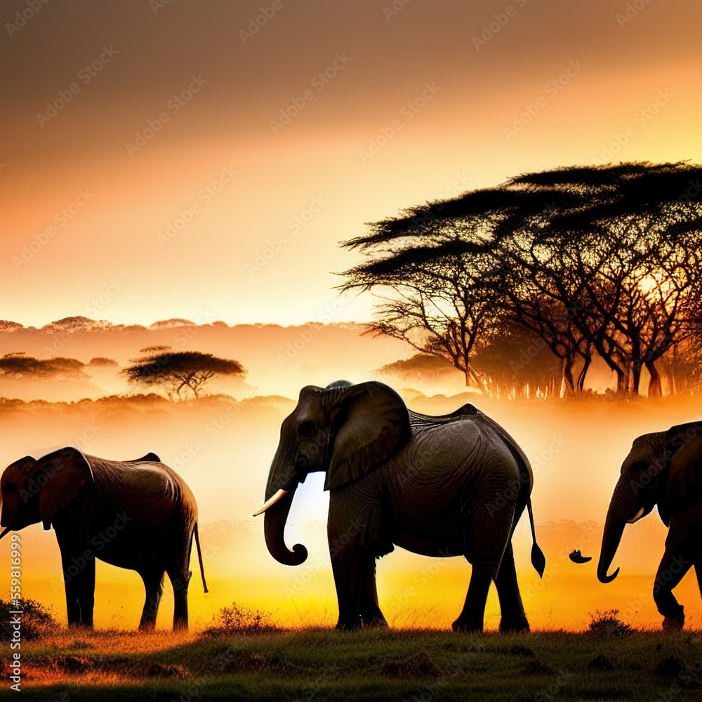 Fototapeta premium Elephants