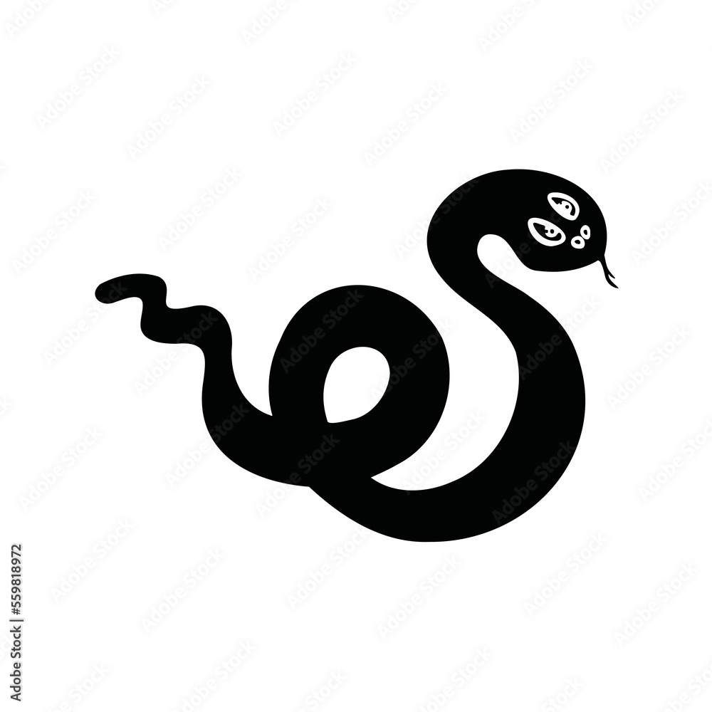 Symbol of the year, snake, viper silhouette and vector illustration