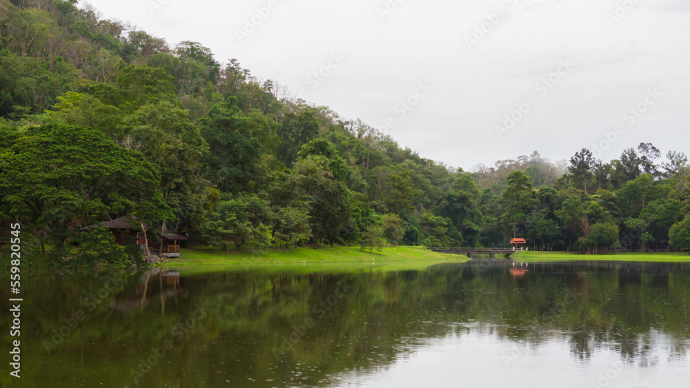 Camping zone alongside the lake at Khao Ruak Reservoir at Namtok Samlan National Park, SARABURI
