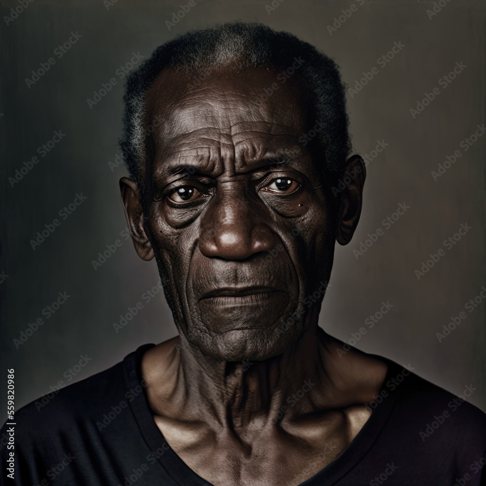 A black male closeup portrait generative ai royalty-free artwork