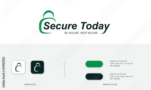 Logo design for a security service company with brand icon and brand colors