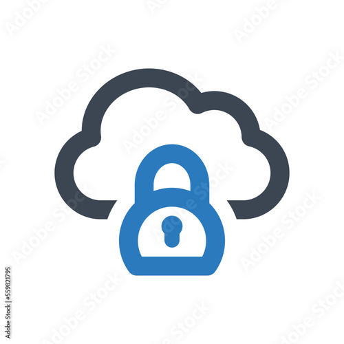 Cloud security icon - vector illustration . Cloud, Data, storage, Security, Lock, Private, Protected, Secure, Password, Locked, network, server, line, outline, icons .